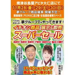 焼津谷島屋アピタ大仁店にて『　夢グループ　イチオシ商品　展示＆即場スーパーセール　』開催決定